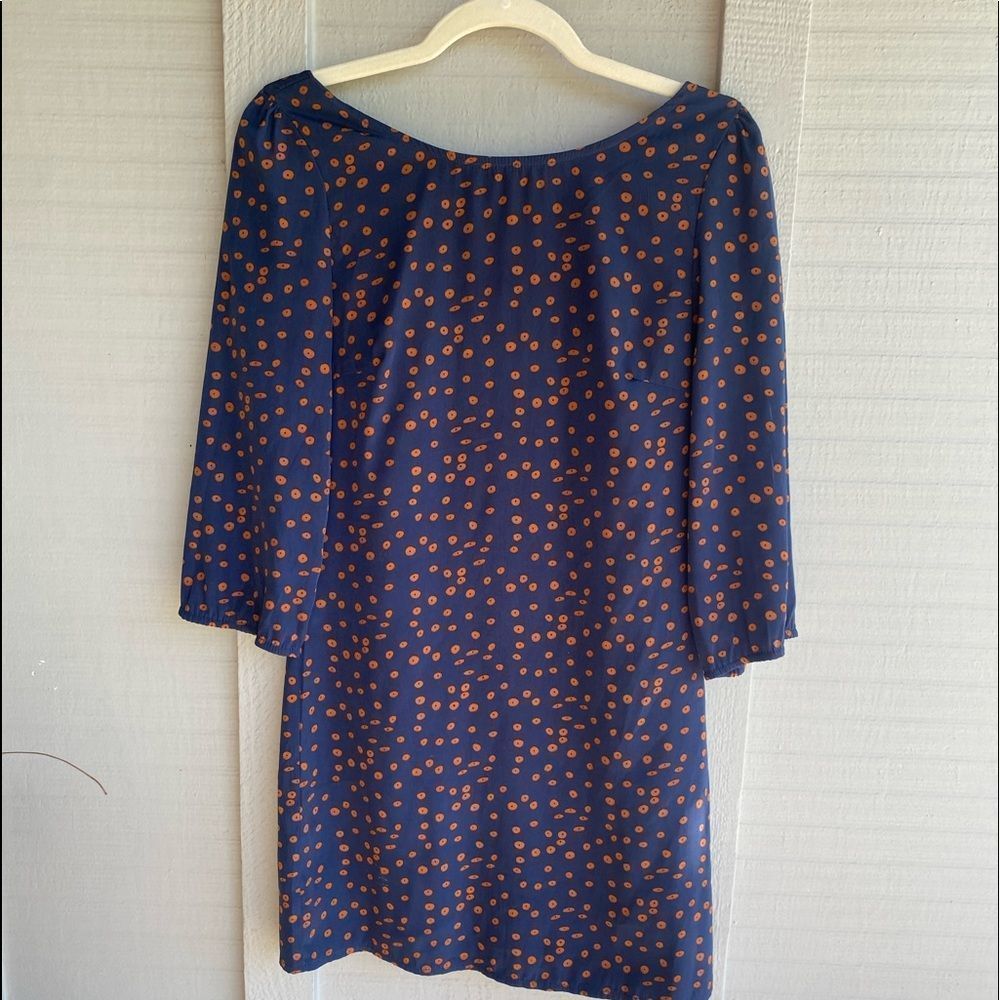 NWOT - Paraella Navy Blue & Orange Polka Dot Tunic Dress  Size: S